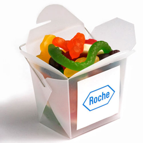 Frosted PP Noodle Box Filled with Mixed Lolllies 100G